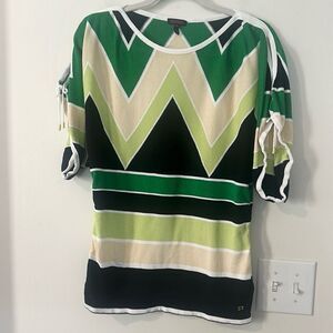 Escada Chevron Pattern Peekaboo Shoulder Top 40=M